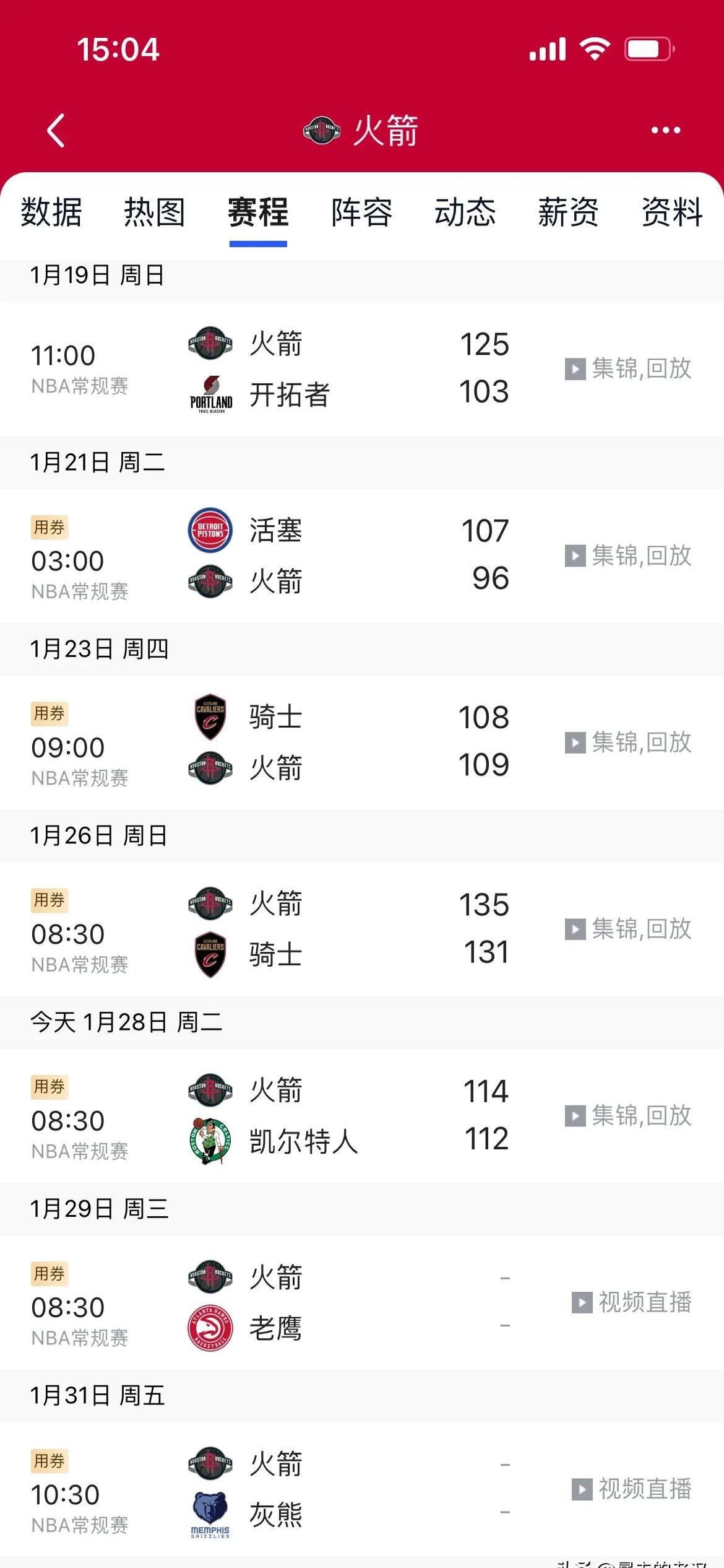 火箭战胜骑士，连胜加持，实力排名攀升